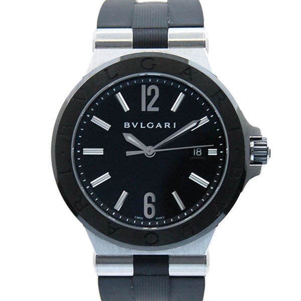 ブルガリ　BVLGARI　ディアゴノ　セラミック　DG42BSCVD　42mm　メンズ　自動巻　ブラック　ラバー　USED　中古