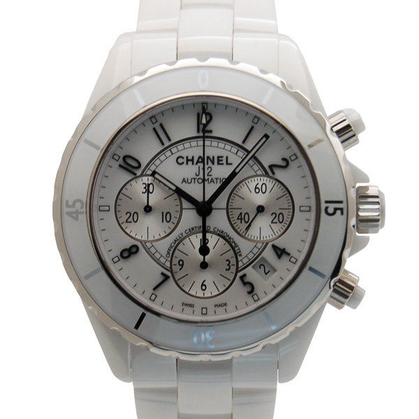 シャネル　CHANEL　J12　クロノグラフ　H1007　ホワイトセラミック　メンズ　41mm　USED　中古