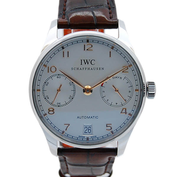 IWC　ポルトギーゼ　オートマティック　7デイズ　IW500114　シルバー　SS　革ベルト　USED　中古