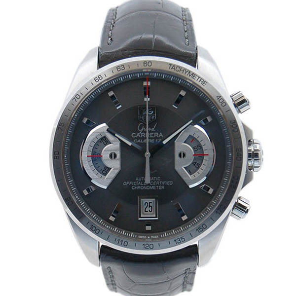 タグホイヤー　TAG HEUER　グランドカレラクロノ　キャリバー17　 CAV511J.FC6312　SS　革ベルト　グレー　USED　中古