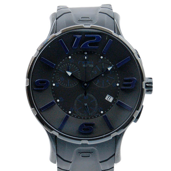 ノア　N.O.A　16.75-G004　44mm　クロノグラフ　クォーツ　ラバー　ブラック　USED　中古