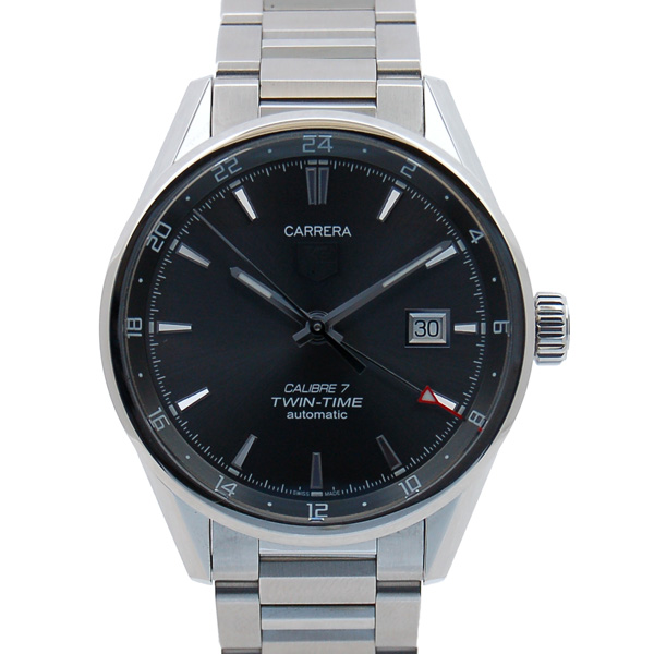 タグホイヤー　TAG HEUER　カレラ　ツインタイム　WAR2012.BA0723　キャリバー7　SS　グレー　USED　中古