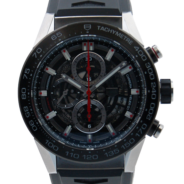 タグホイヤー　TAG HEUER　カレラ　キャリバー　ホイヤー01　ブラック　ラバー　CAR2A1Z.FT6044　USED　中古