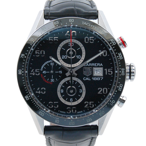 タグホイヤー　TAG HEUER　カレラタキメータークロノ　キャリバー1887　CAR2A10.FC6235　ブラック　SS　革ベルト　43mm　USED　中古