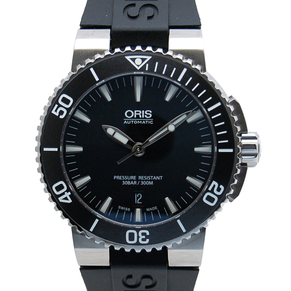 オリス　ORIS　アクイス　デイト　733 7653 4154R　SS　ブラック　ラバー　未使用