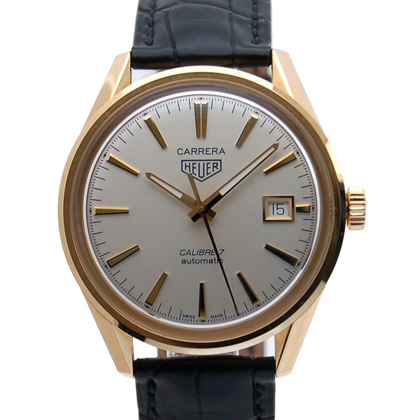 タグホイヤー　TAG HEUER　カレラ　キャリバー7　グラスボックス　WAR2140.FC8159　18KYG　39mm　シルバー　自動巻　革ベルト　USED　中古