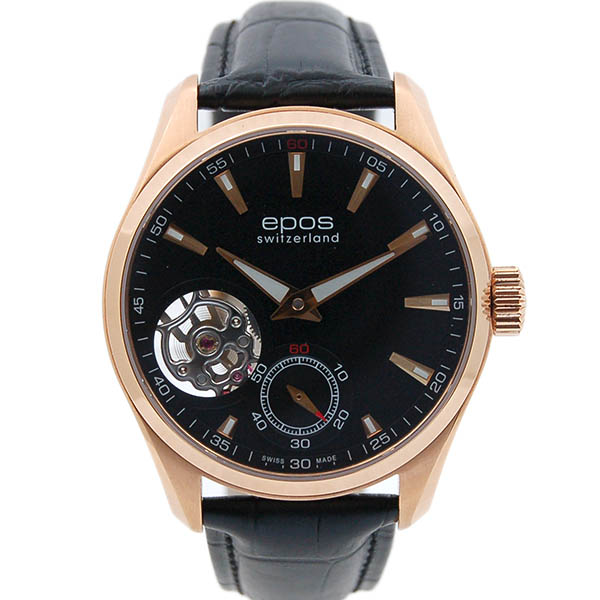 エポス　EPOS　オープンハート　3403OHRGPBK　手巻き　SS　革ベルト　USED　中古