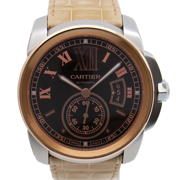 カルティエ　CARTIER　カリブル　ドゥ　カルティエ　W7100051　SS×PG　メンズ　自動巻　ブラウン　USED　中古