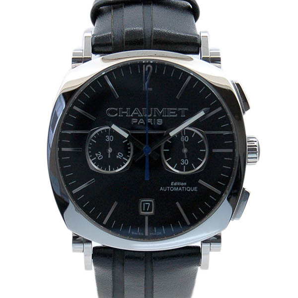 ショーメ　CHAUMET　ダンディークロノ　W11290-30A　40mm　ブラック　革ベルト　USED　中古