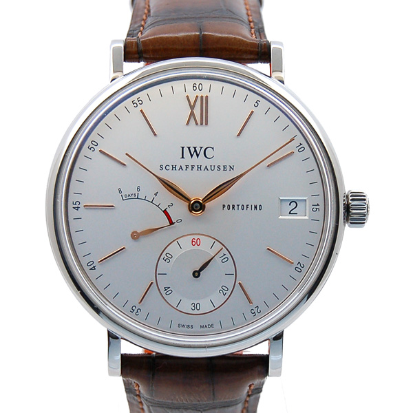 IWC　ポートフィノ　ハンドワインド　8デイズ　IW510103　SS　45mm　シルバー　サントーニ革　USED　中古
