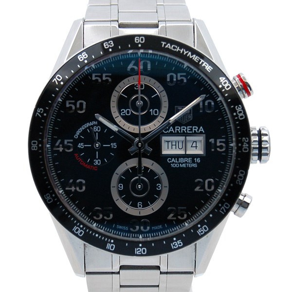 タグホイヤー　TAG HEUER　カレラ　タキメトリック　クロノデイデイト　ブラック　CV2A10.BA0796　自動巻　SS　USED　中古