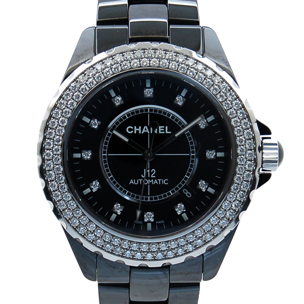 シャネル　CHANEL　J12　H2014　ベゼルダイヤ　メンズ　セラミック　42mm　ブラック　USED　中古