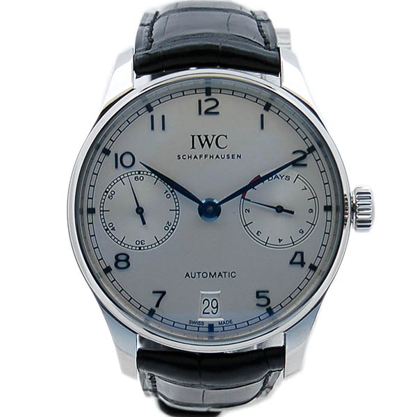 IWC　ポルトギーゼ　7デイズ　IW500705　シルバー　青針　革ベルト　未使用品