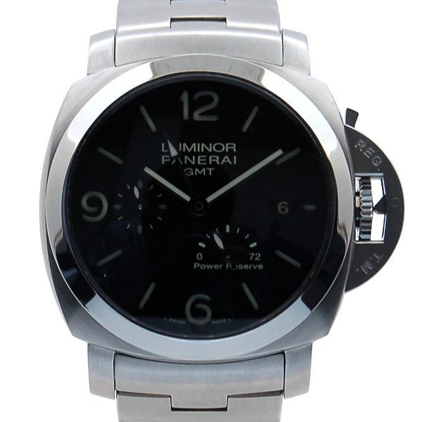 パネライ　PANERAI　ルミノール1950　3デイズ　GMTパワーリザーブ　PAM00347　SS　44mm　ブラック　自動巻　USED　中古