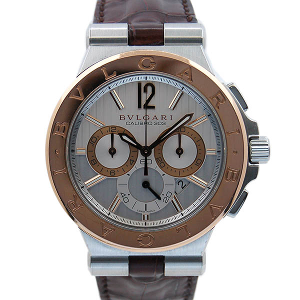 ブルガリ　BVLGARI　ディアゴノ　カリブロ303　DG42C6SPGLDCH　クロノグラフ　USED　中古
