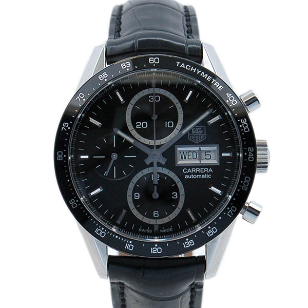 タグホイヤー　TAG HEUER　カレラ　タキメータークロノグラフ　デイデイト　キャリバー16　CV201AG.FC6266 　ブラック　USED　中古
