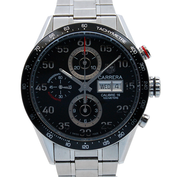 タグホイヤー　TAG HEUER　カレラ　タキメトリック　クロノデイデイト　ブラック　CV2A10.BA0796　自動巻　SS　USED　中古