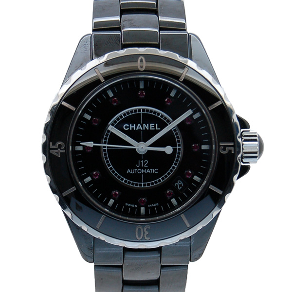 シャネル　CHANEL　J12　黒セラミック　12Pルビー　H1635　38mm　自動巻き　USED　中古