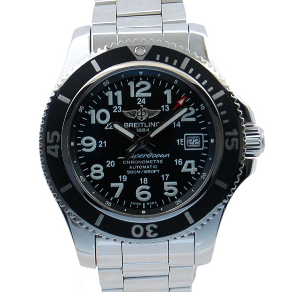 ブライトリング　BREITLING　スーパーオーシャン2　42　A182B67PSS　ブラック　　SS　USED　中古
