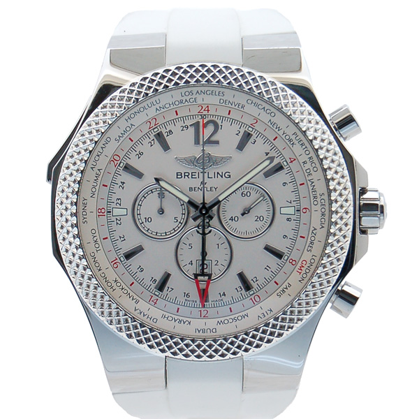 ブライトリング　BREITLING　ベントレー　GMT　クロノグラフ　A476G57GRC　シルバー　ラバーベルト　USED　中古