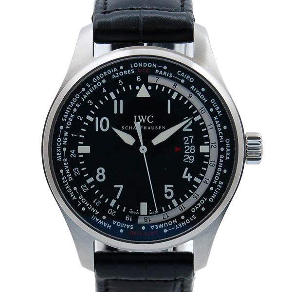 IWC　パイロットウォッチ　ワールドタイマー　IW326201　SS　ブラック　自動巻　革　USED　中古