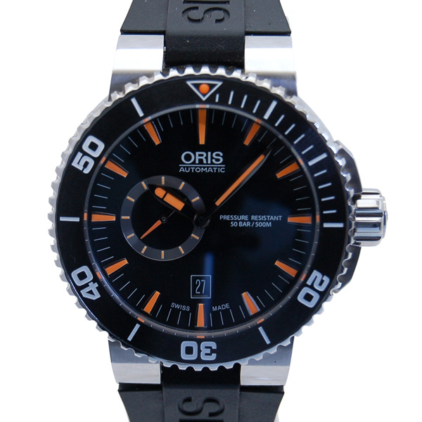 オリス　ORIS　アクイス　デイト　743 7673 4159R　SS　ブラック　ラバー　USED　中古