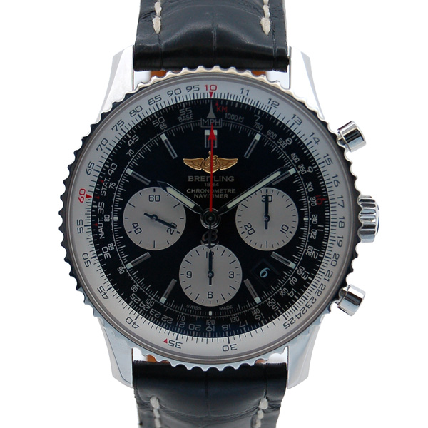 ブライトリング　BREITLING　ナビタイマー01　A022B01KBA　自動巻　ブラック　SS　革　43mm　USED　中古