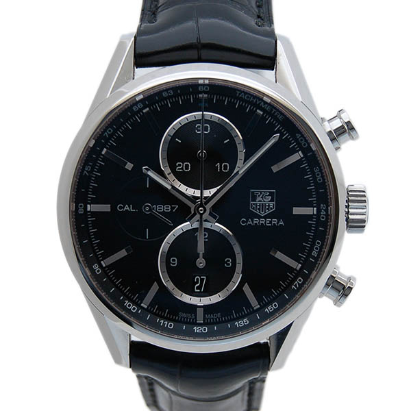 タグホイヤー　TAG HEUER　カレラクロノ　キャリバー1887　CAR2110.FC6266　41mm　SS　ブラック　革ベルト　USED　中古