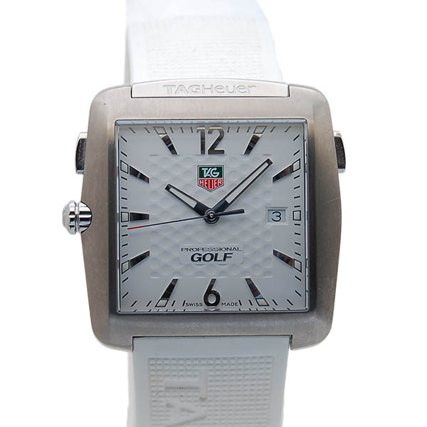 タグホイヤー　TAG HEUER　スポーツ　ゴルフウォッチ　タイガーウッズエディション　WAE1113.FT6008　ホワイト　ラバーベルト　クォーツ　USED　中古