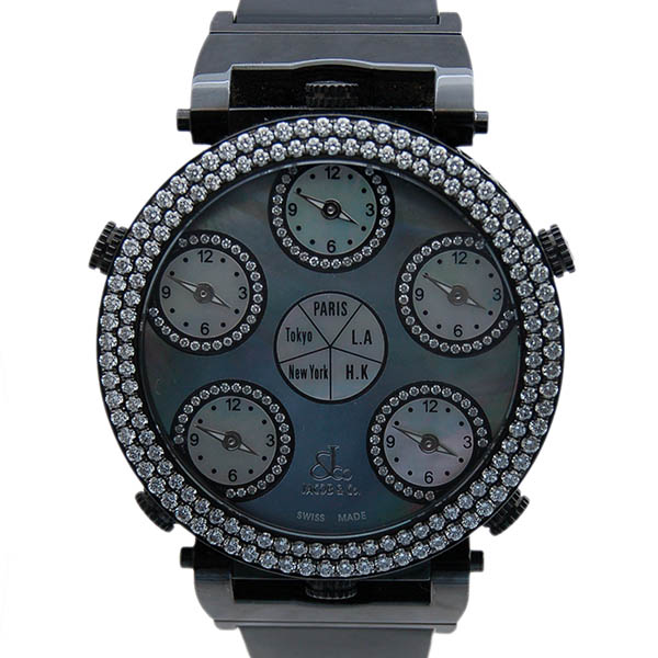 ジェイコブ　JACOB&Co　シックスタイムゾーン　JC-LG1BKD　ベゼルダイヤ　リバーシブル　49mm　PVD　ラバーベルト　USED　中古