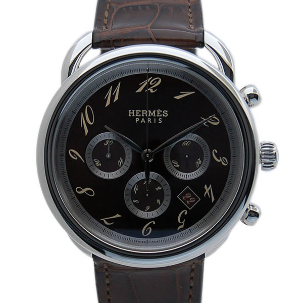 エルメス　HERMES　アルソー　クロノグラフ　AR4.910　メンズ　自動巻　ブラウン　未使用