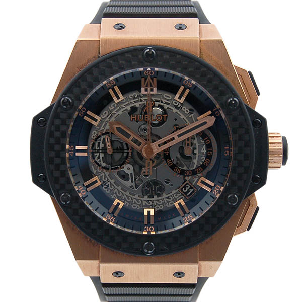 ウブロ　HUBLOT　キングパワー　ウニコ　キングゴールドカーボン　701.OQ.0180.RX　48mm　ブラック　USED　中古