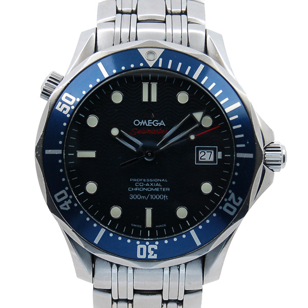 オメガ　OMEGA　シーマスター300　コーアクシャル　2220.80　ブルー　USED　中古