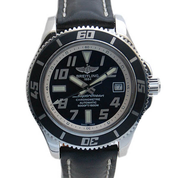 ブライトリング　BREITLING　スーパーオーシャン42　A187B29KBA　アビスシルバー　42mm　革ベルト　USED　中古