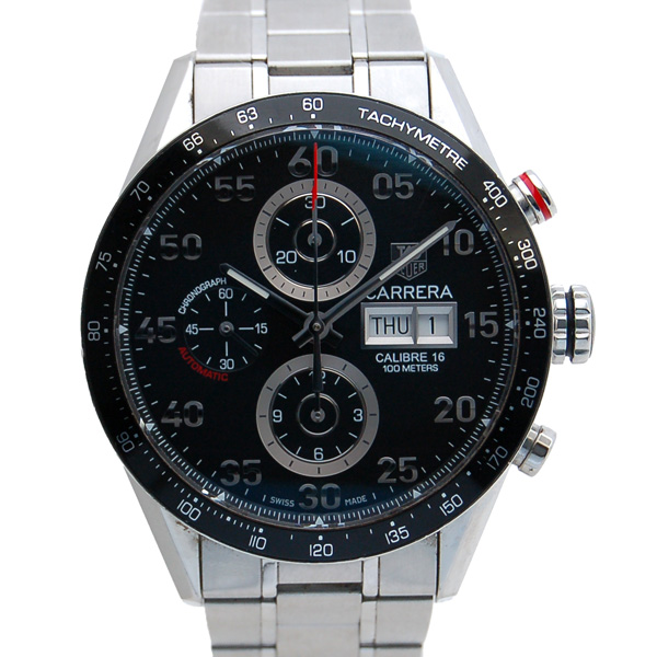 タグホイヤー　TAG HEUER　カレラ　タキメトリック　クロノデイデイト　ブラック　CV2A10.BA0796　自動巻　SS　USED　中古