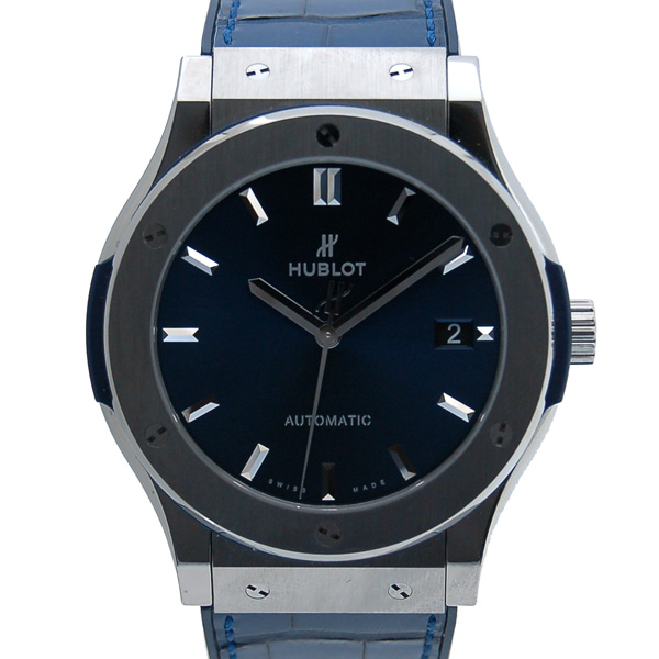 ウブロ　HUBLOT　クラシックフュージョン　チタニウム　511.NX.7170.LR　ブルー　45mm　USED　中古