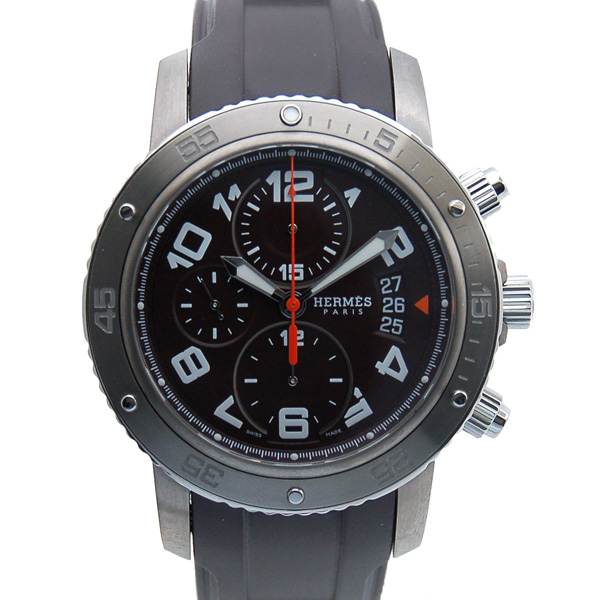 エルメス　HERMES　クリッパークロノ　メカニカルダイバー　CP2.941　メンズ　自動巻　ブラウン　USED　中古