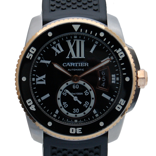 カルティエ　CARTIER　カリブル　ドゥ　カルティエ　ダイバー　W7100055　PGベゼル　メンズ　42mm　ラバー　ブラック　USED　中古
