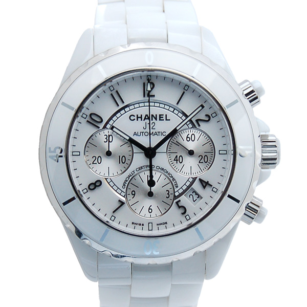 シャネル　CHANEL　J12　クロノグラフ　H1007　ホワイトセラミック　メンズ　41mm　USED　中古
