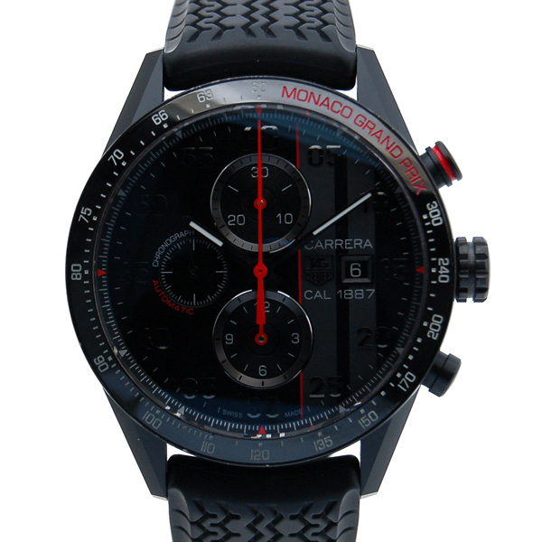 タグホイヤー　TAG HEUER　カレラ1887　クロノグラフ　モナコグランプリ　CAR2A83.FT6033　43mm　チタン　ラバーベルト　USED　中古