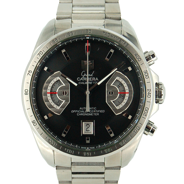 タグホイヤー　TAG HEUER　グランドカレラ　クロノグラフ　CAV511A.BA0902　キャリバー17RS　ブラック　43mm　USED　中古