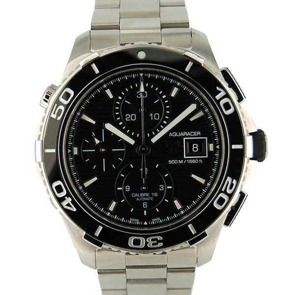 タグホイヤー　TAG HEUER　アクアレーサークロノ　CAK2110.BA0833　SS　43mm　ブラック　USED　中古