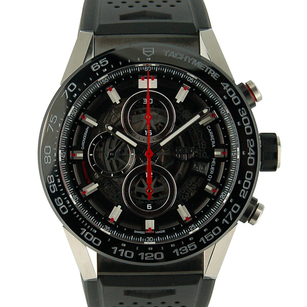 タグホイヤー　TAG HEUER　カレラ　キャリバー　ホイヤー01　ブラック　ラバー　CAR2A1Z.FT6044　USED　中古