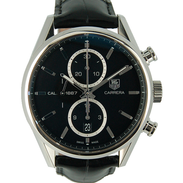 タグホイヤー　TAG HEUER　カレラクロノ　キャリバー1887　CAR2110.FC6266　41mm　SS　ブラック　革ベルト　USED　中古