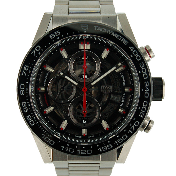 タグホイヤー　TAG HEUER　カレラ　クロノグラフ　キャリバー　ホイヤー01　ブラック　CAR2A1W.BA0703　USED　中古