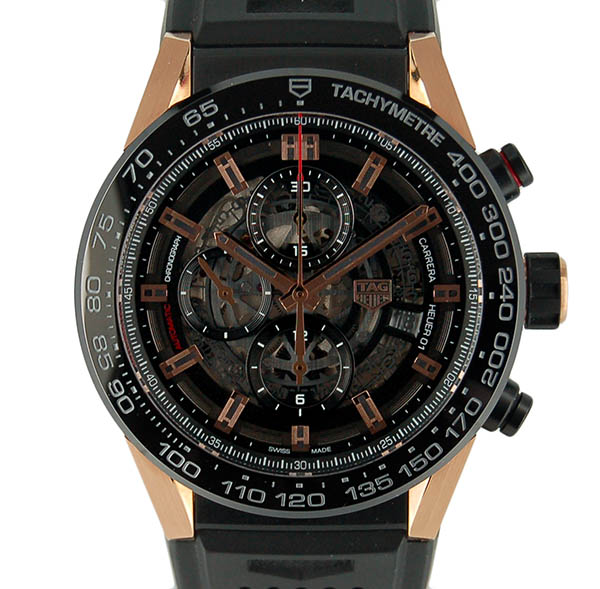 タグホイヤー　TAG HEUER　カレラ　クロノグラフ　キャリバー　ホイヤー01　CAR2A5A.FT6044　ブラック　ラバー　USED　中古