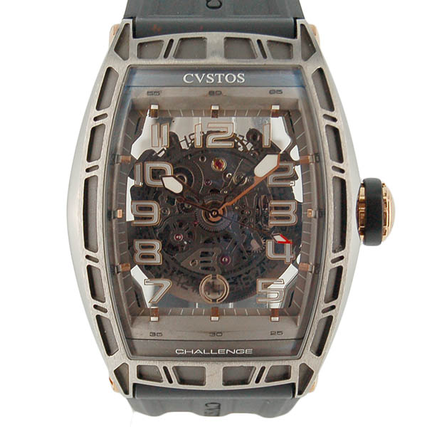 クストス　CVSTOS　チャレンジ　ジェットライナー　スケルトン　CVT-JET-SL-CP5N TT　ブラック　TI×PG　自動巻　ラバー　USED　中古
