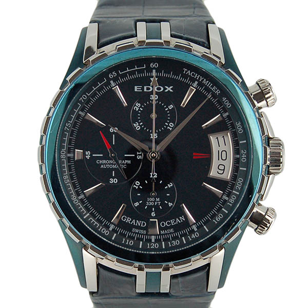 エドックス　EDOX　グランドオーシャン　クロノグラフ　01121-357B-BUIN　48mm　ブルー　USED　中古
