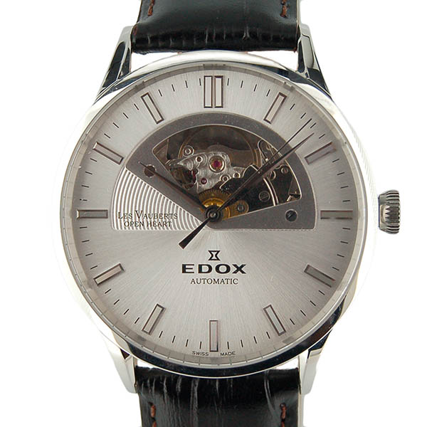 エドックス　EDOX　レ・ヴォベール オープンハート　85014-3-AIN　43mm　シルバー　USED　中古