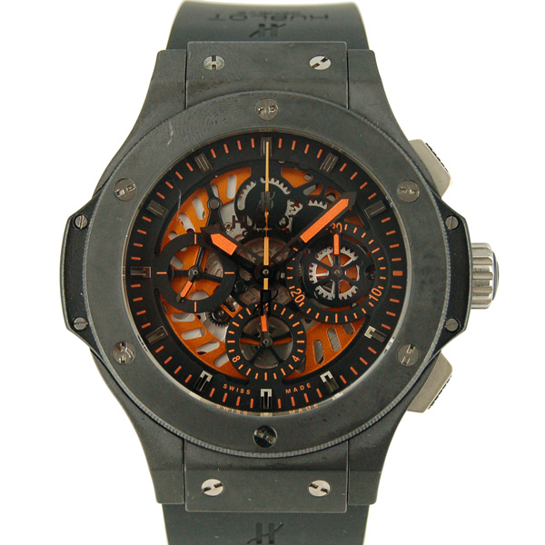ウブロ　HUBLOT　ビッグバン　アエロバン　オールブラック　オレンジ　310.CI.1190.RX.AB010　セラミック　44mm　世界５００本限定　USED　中古